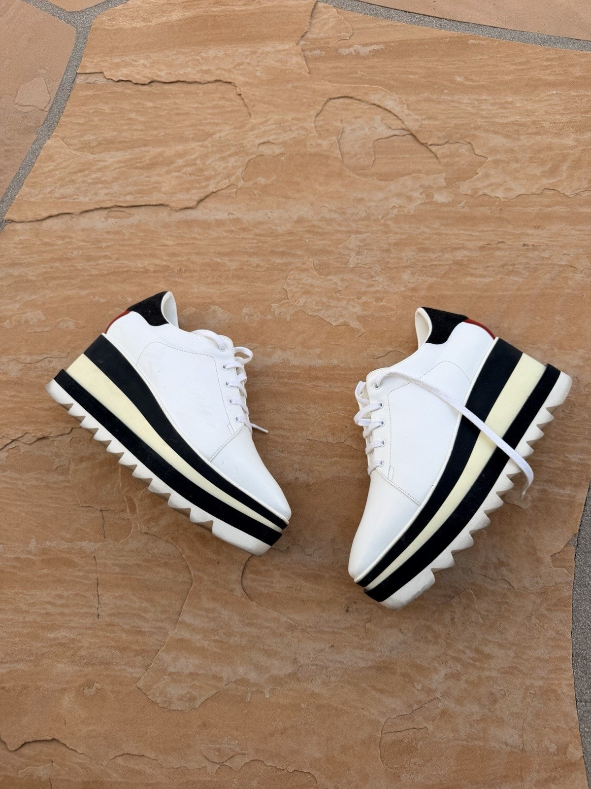Stella Mccartney Elyse Platform Sneakers White Blue Black Size 38.5 Rg